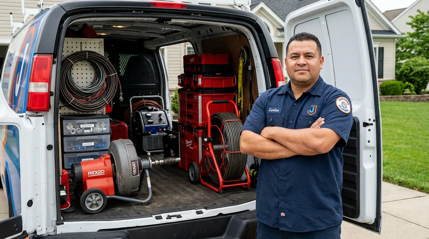 Professional drain cleaning equipment and Johns Plumbing LLC plumber in Bismarck