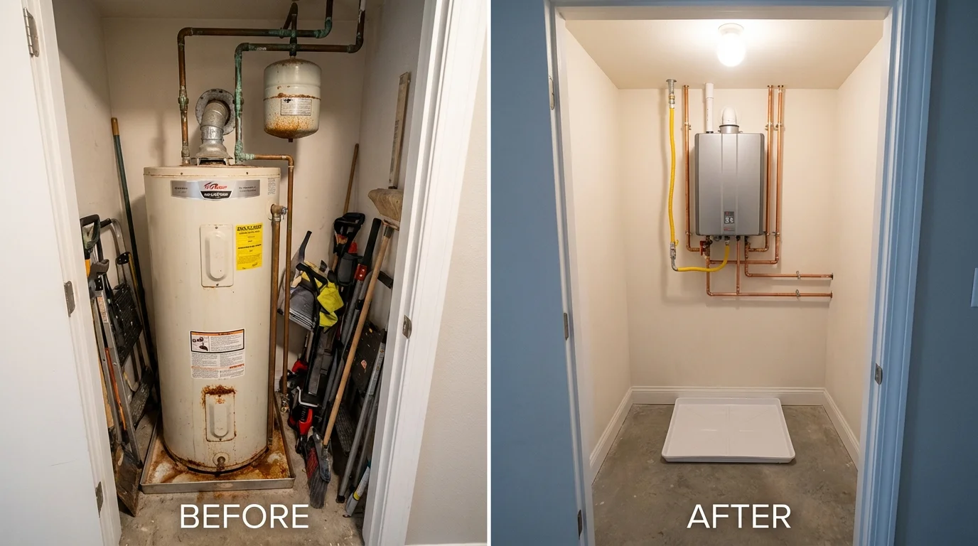 Tank water heater versus wall-mounted tankless unit comparison for Bismarck, MO homeowners