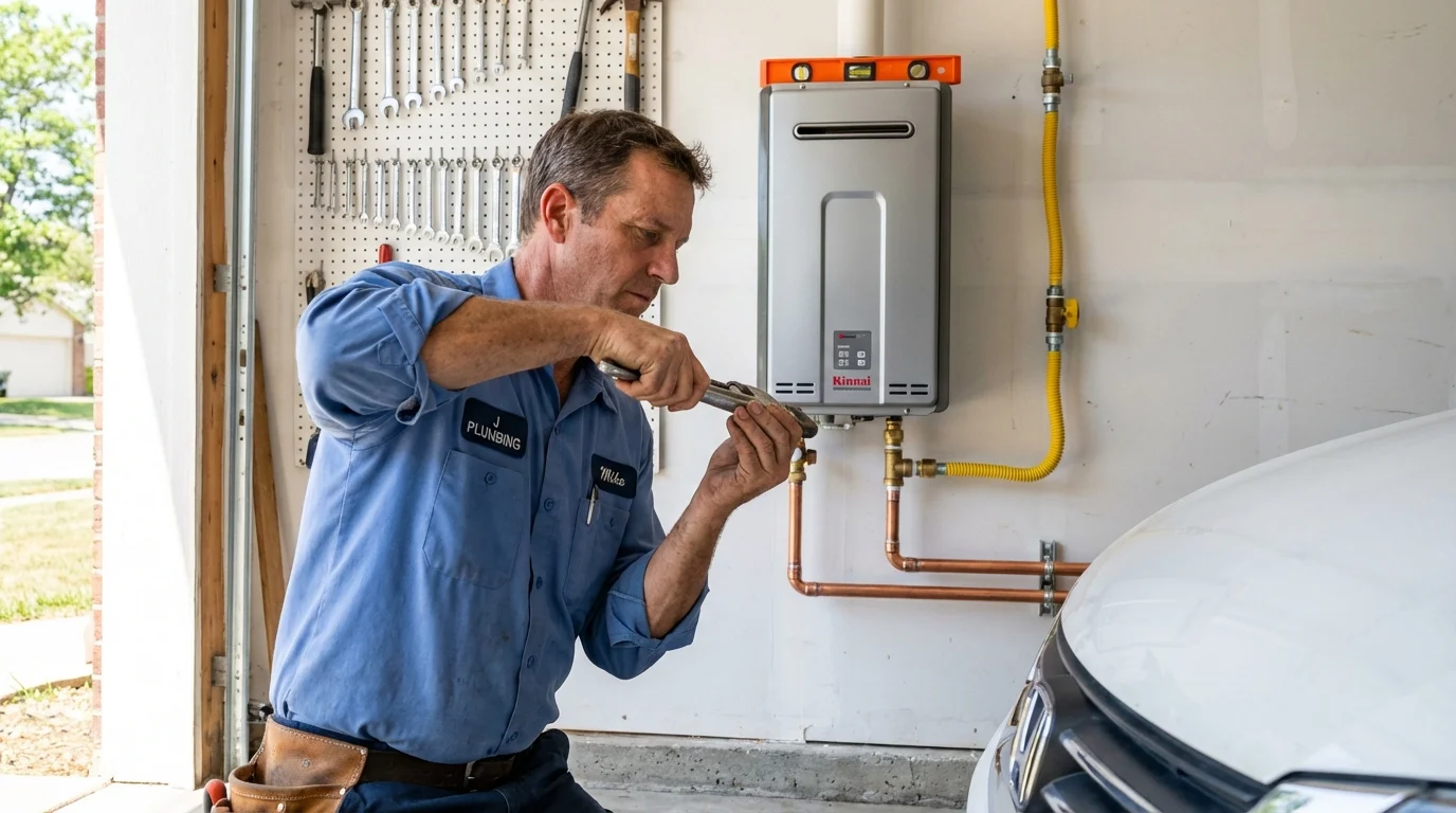 Tankless water heater installation by a Johns Plumbing LLC plumber in Bismarck